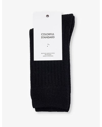 COLORFUL STANDARD Ribbed-trim Recycled-wool-blend Socks - Black