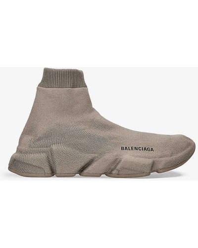 Balenciaga Speed Full Knit Stretch-woven Mid-top Trainers - Grey