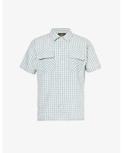 RRL Checked Short-sleeved Cotton And Linen-blend Shirt - Blue