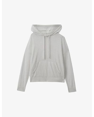 Reiss Candy Relaxed-fit Cotton And Linen-blend Hoody - Gray