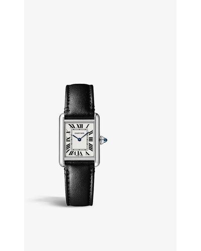 Cartier Crwsta0060 Tank Must Small Steel And Vegan-leather Solarbeattm Photovoltaic Movement Watch - White