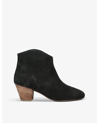 Isabel Marant Dicker Contrast-sole Suede Heeled Ankle Boots - Black