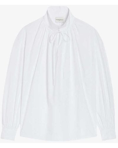Claudie Pierlot Drawstring-neck Relaxed-fit Cotton Shirt - White
