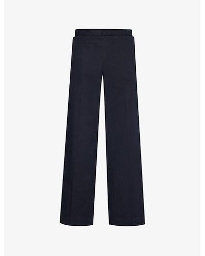 Bottega Veneta Sailor Pressed-crease Wide-leg Mid-rise Cotton Pants - Blue