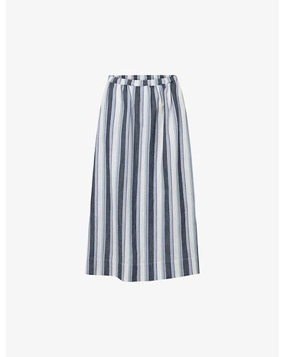 Nué Notes Benjamin Striped Cotton Midi Skirt - Blue