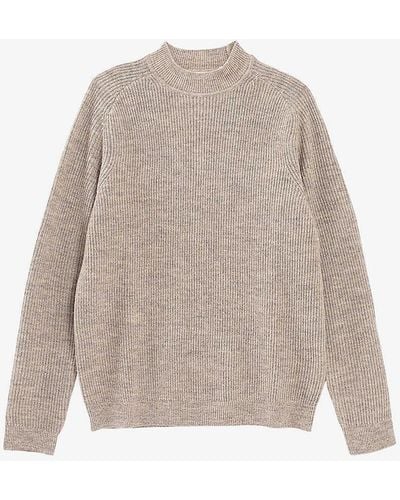 IKKS Funnel-neck Ribbed Knitted Jumper Xx - Natural