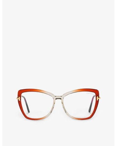 Tom Ford Tr001665 Ft5882-b Butterfly-frame Acetate Glasses - White