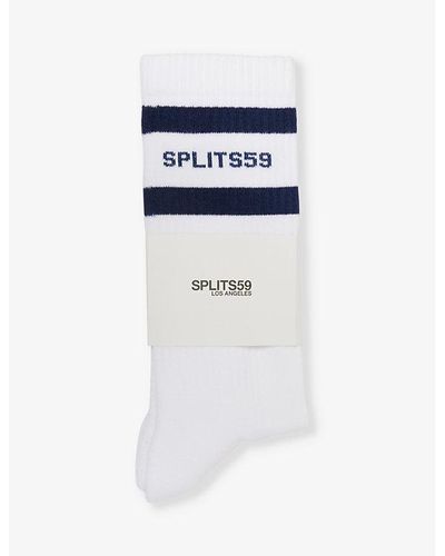 Splits59 Logo-print Stretch-organic-cotton Blend Socks - Blue