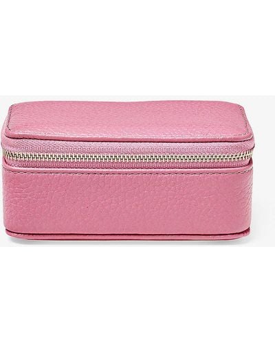 Aspinal of London Travel Medium Pebble Leather Jewellery Case - Pink