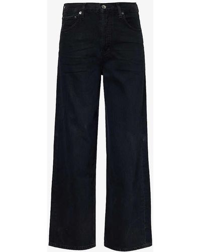 Agolde Ren Wide-leg High-rise Organic-cotton Denim Jeans - Blue
