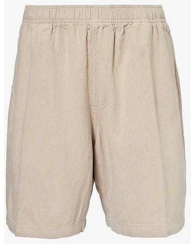 Obey Easy Relaxed Brand-patch Linen-blend Shorts X - Natural