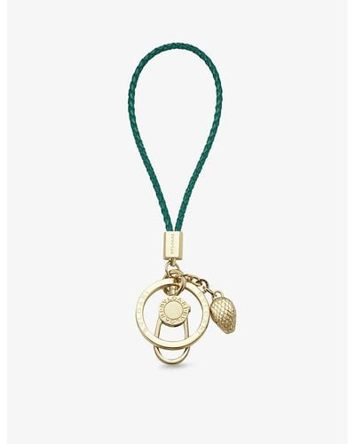 BVLGARI Serpenti Forever Leather And Gold-plated Brass Keyring - Metallic