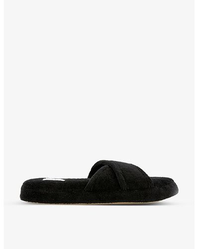 Skin Kyoto Cross-over Cotton Slippers - Black