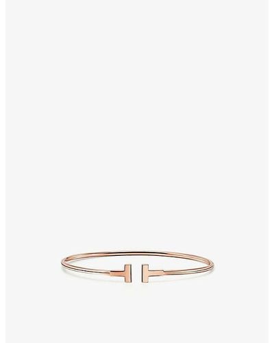 Tiffany & Co. Tiffany T Wire 18ct Rose-gold Narrow Bracelet - White