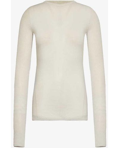 Rick Owens Long-sleeved Slim-fit Wool Knitted Top X - White
