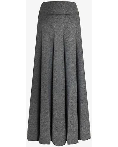 Extreme Cashmere N°313 Twirl Pleated High-waist Stretch-cashmere Blend Midi Skirt - Grey