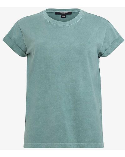 AllSaints Anna Round-neck Short-sleeve Organic-cotton T-shirt - Green