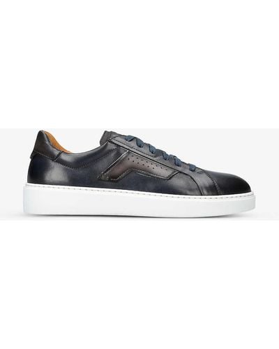 Magnanni Lotto Logo-embossed Leather Low-top Trainers - Blue