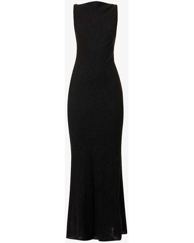 Gabriela Hearst Seren Boat-neck Virgin-wool Blend Maxi Dress - Black