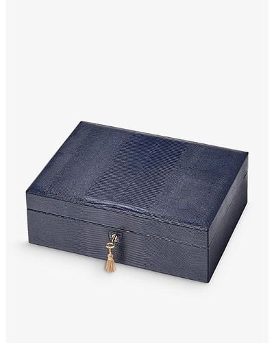 Aspinal of London Grande Luxe Leather Jewelry Box - Blue