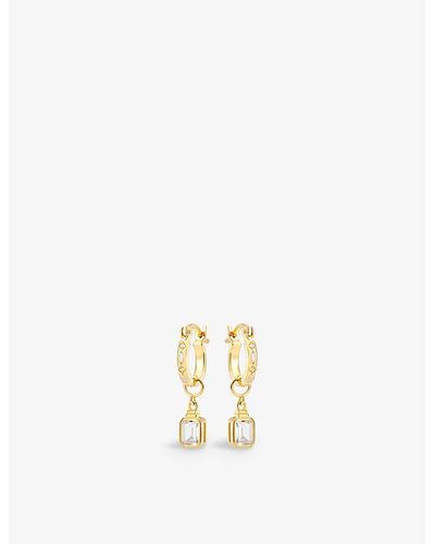 V By Laura Vann Iris 18ct Yellow -plated Recycled Sterling-silver And Cubic Zirconia Hoop Earrings - Metallic