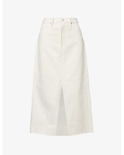 FRAME Mid-rise Split-hem Denim Maxi Skirt - White