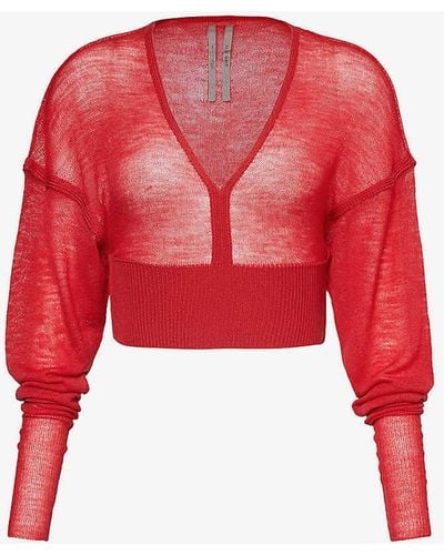 Rick Owens Maglia V-neck Wool-knit Jumper - Red