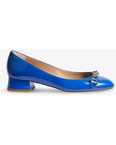 LK Bennett Blakely Snaffle-trim Patent-leather Heeled Court Shoes - Blue