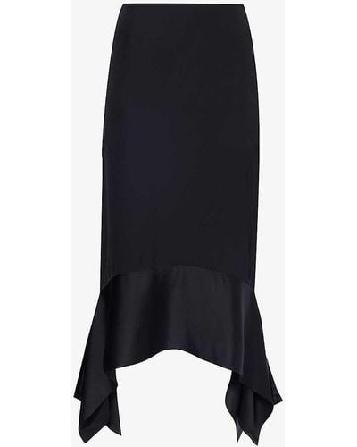Totême High-rise Asymmetric-hem Woven Midi Skirt - Black
