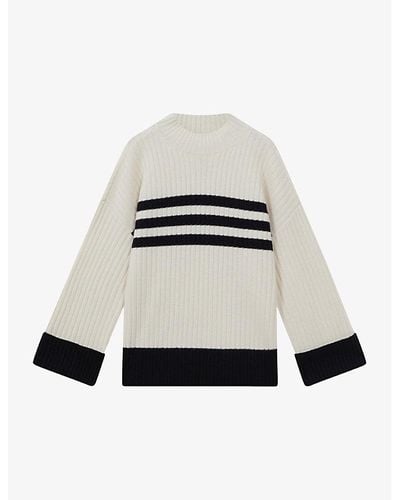 Reiss Misha Striped Wool Sweater - White