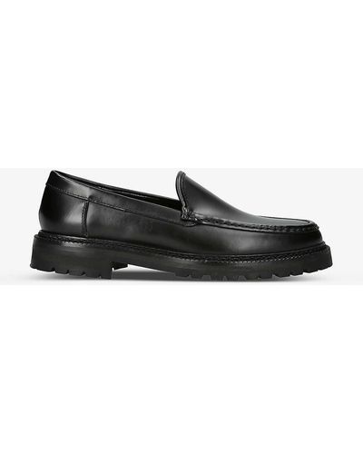 Manolo Blahnik Dineralo Topstitched Leather Loafers - Black