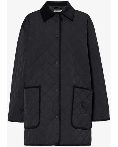 Totême Corduroy-trim Quilted Recycled-polyester And Organic-cotton-blend Jacket - Blue