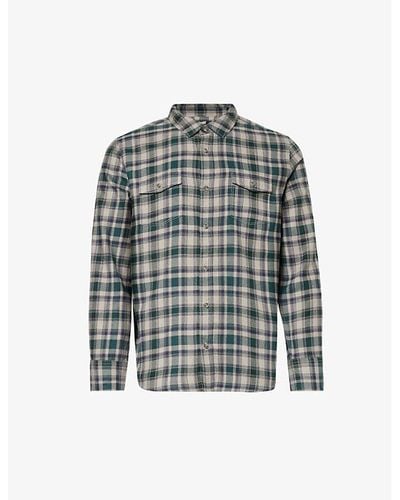 PAIGE Everet Plaid Relaxed-fit Cotton-blend Shirt X - Gray