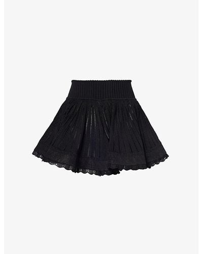 Alaïa Crinoline Mid-rise Knitted Shorts - Black