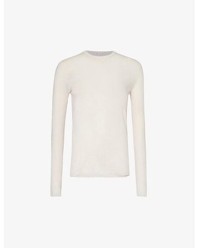 Skin Long-sleeved Round-neck Organic-cotton T-shirt - White