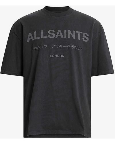 AllSaints Laser Underground Logo Text-print Organic-cotton T-shirt X - Red