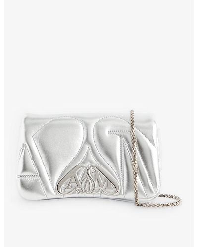 Alexander McQueen Seal Mini Leather Shoulder Bag - White