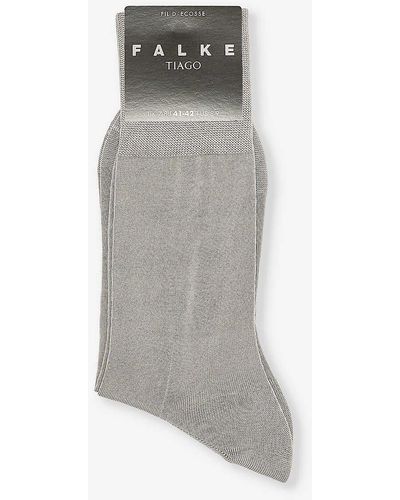 FALKE Tiago Logo-print Organic-cotton Blend Knitted Socks - Grey