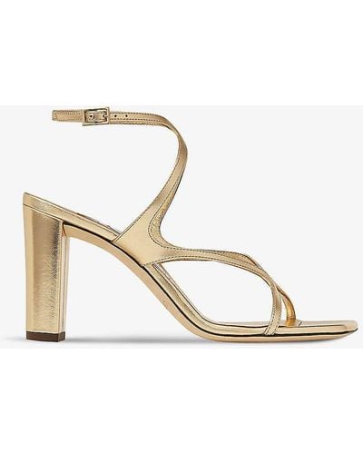Jimmy Choo Azie 85 Leather Heeled Sandals - Natural
