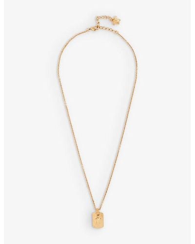 Versace Medusa-embellished Gold-tone Pendant Necklace - White
