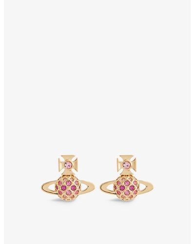 Vivienne Westwood Willa Brass And Crystal Stud Earrings - White