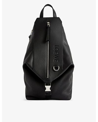 Loewe Convertible Small Leather Backpack - Black