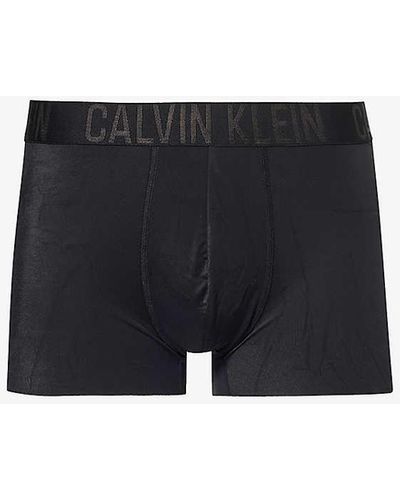 Calvin Klein Logo-waistband Stretch-woven Trunk - Black