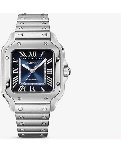 Cartier Crwssa0073 Santos-dumont Medium Model Stainless-steel Automatic Watch - White
