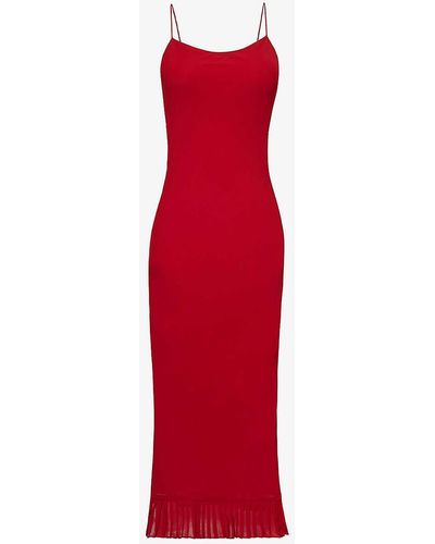 Reformation Suki Pleated-hem Crepe Maxi Dress - Red