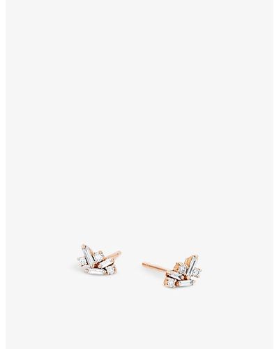 Suzanne Kalan Fireworks 18ct Rose-gold And 0.14ct Brilliant And Baguette-cut Diamond Earrings - White