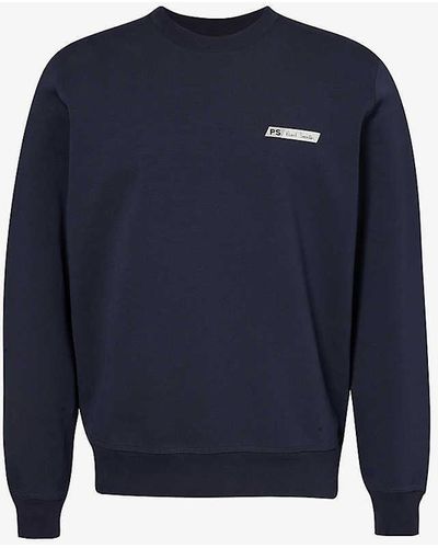 PS by Paul Smith Brand-patch Relaxed-fit Cotton-blend Sweatshirt - Blue