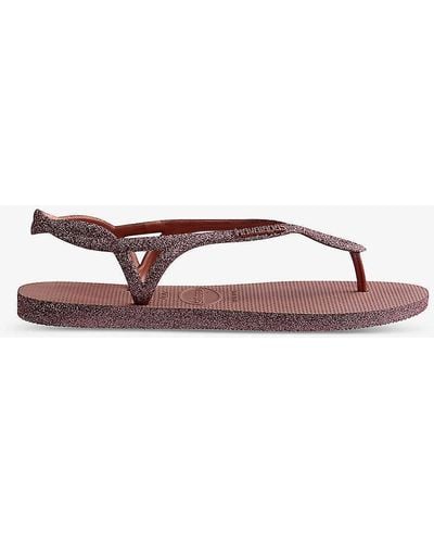 Havaianas Luna Sparkle Logo-embossed Woven Sandals - Red