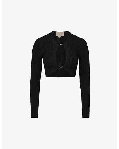 Gucci Cut-out Cropped Knitted Top - Black