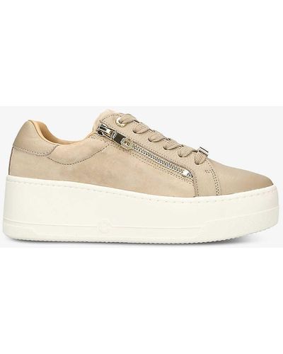Carvela Kurt Geiger Connected Zip Leather Low-top Trainers - Natural